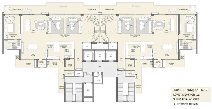 M3M The Cullinan 5 BHK duplex floor plan